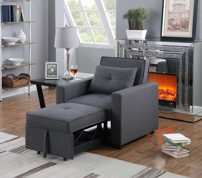 Lilola Home - Zoey Dark Gray Linen Convertible Sleeper Chair with Side Pocket - 81352 veiw 5