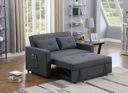 Lilola Home - Zoey Dark Gray Linen Convertible Sleeper Loveseat with Side Pocket - 81351 veiw 1