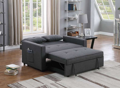Lilola Home - Zoey Dark Gray Linen Convertible Sleeper Loveseat with Side Pocket - 81351 veiw 3