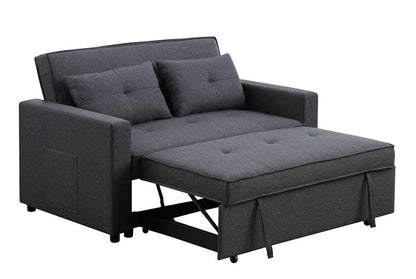 Lilola Home - Zoey Dark Gray Linen Convertible Sleeper Loveseat with Side Pocket - 81351 veiw 5