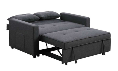 Lilola Home - Zoey Dark Gray Linen Convertible Sleeper Loveseat with Side Pocket - 81351 veiw 6