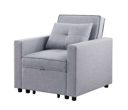 Lilola Home - Zoey Light Gray Linen Convertible Sleeper Chair with Side Pocket - 81352LG veiw 1