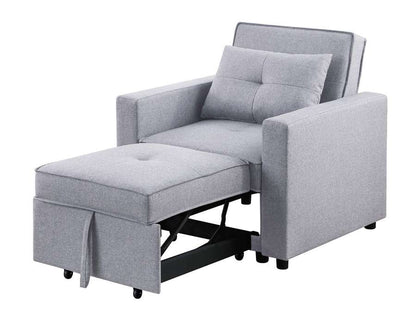 Lilola Home - Zoey Light Gray Linen Convertible Sleeper Chair with Side Pocket - 81352LG veiw 4