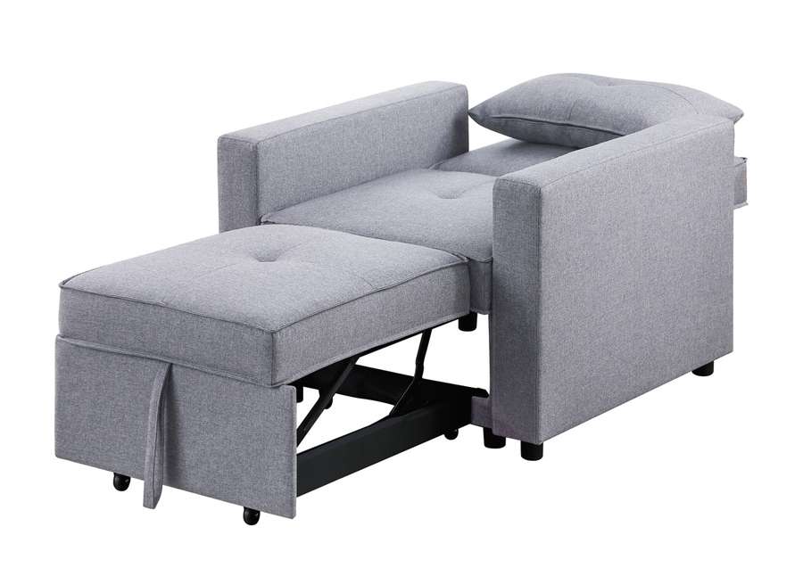 Lilola Home - Zoey Light Gray Linen Convertible Sleeper Chair with Side Pocket - 81352LG veiw 5