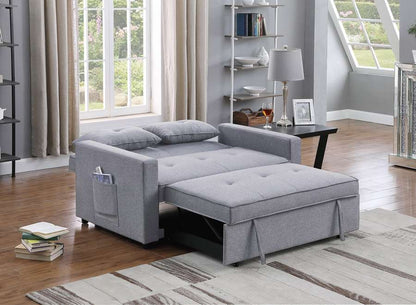 Lilola Home - Zoey Light Gray Linen Convertible Sleeper Loveseat with Side Pocket - 81351LG veiw 3
