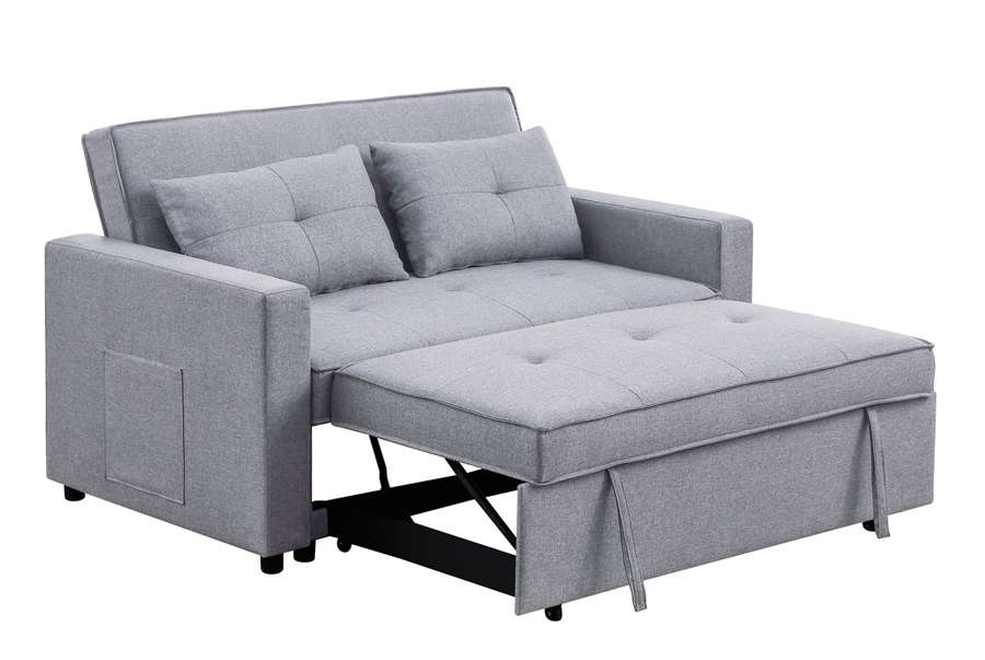 Lilola Home - Zoey Light Gray Linen Convertible Sleeper Loveseat with Side Pocket - 81351LG veiw 5