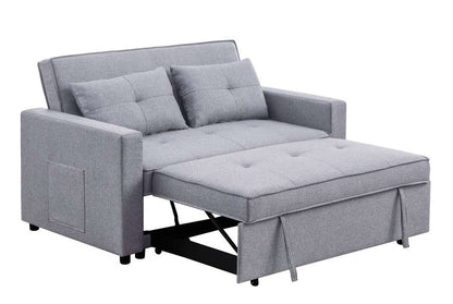 Lilola Home - Zoey Light Gray Linen Convertible Sleeper Loveseat with Side Pocket - 81351LG veiw 5