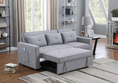 Lilola Home - Zoey Light Gray Linen Convertible Sleeper Sofa with Side Pocket - 81350LG veiw 1