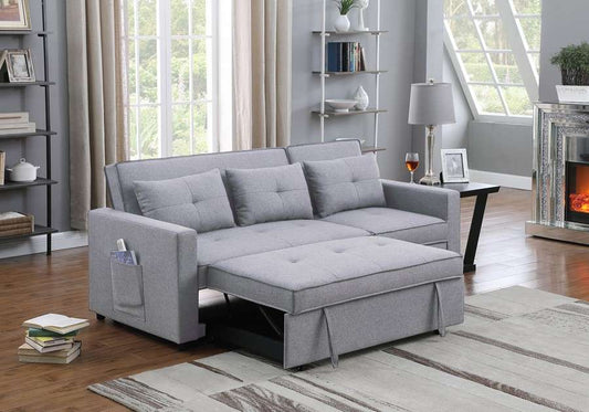 Lilola Home - Zoey Light Gray Linen Convertible Sleeper Sofa with Side Pocket - 81350LG veiw 1