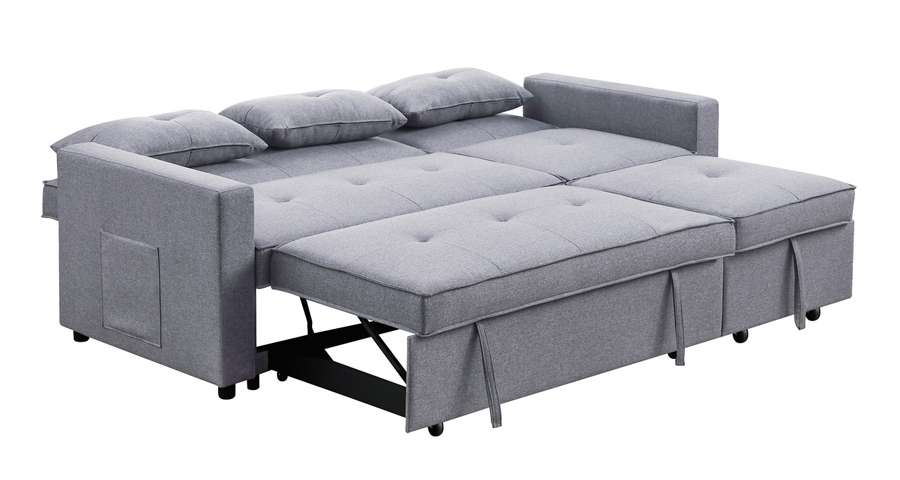 Lilola Home - Zoey Light Gray Linen Convertible Sleeper Sofa with Side Pocket - 81350LG veiw 2