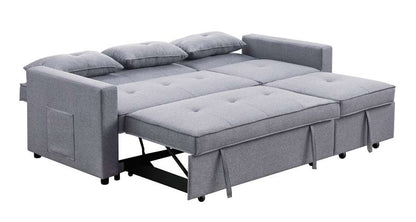 Lilola Home - Zoey Light Gray Linen Convertible Sleeper Sofa with Side Pocket - 81350LG veiw 2