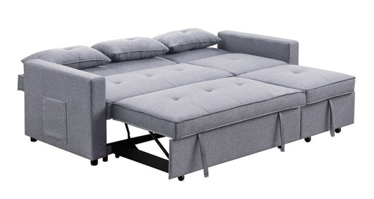 Lilola Home - Zoey Light Gray Linen Convertible Sleeper Sofa with Side Pocket - 81350LG veiw 2