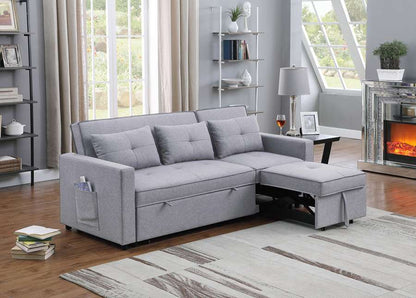 Lilola Home - Zoey Light Gray Linen Convertible Sleeper Sofa with Side Pocket - 81350LG veiw 4