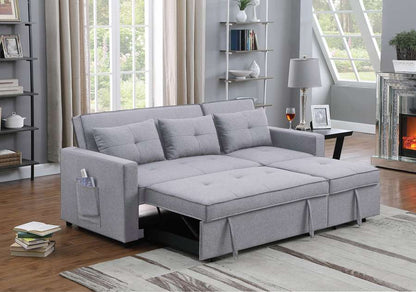 Lilola Home - Zoey Light Gray Linen Convertible Sleeper Sofa with Side Pocket - 81350LG veiw 5