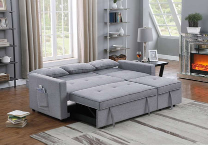 Lilola Home - Zoey Light Gray Linen Convertible Sleeper Sofa with Side Pocket - 81350LG veiw 6