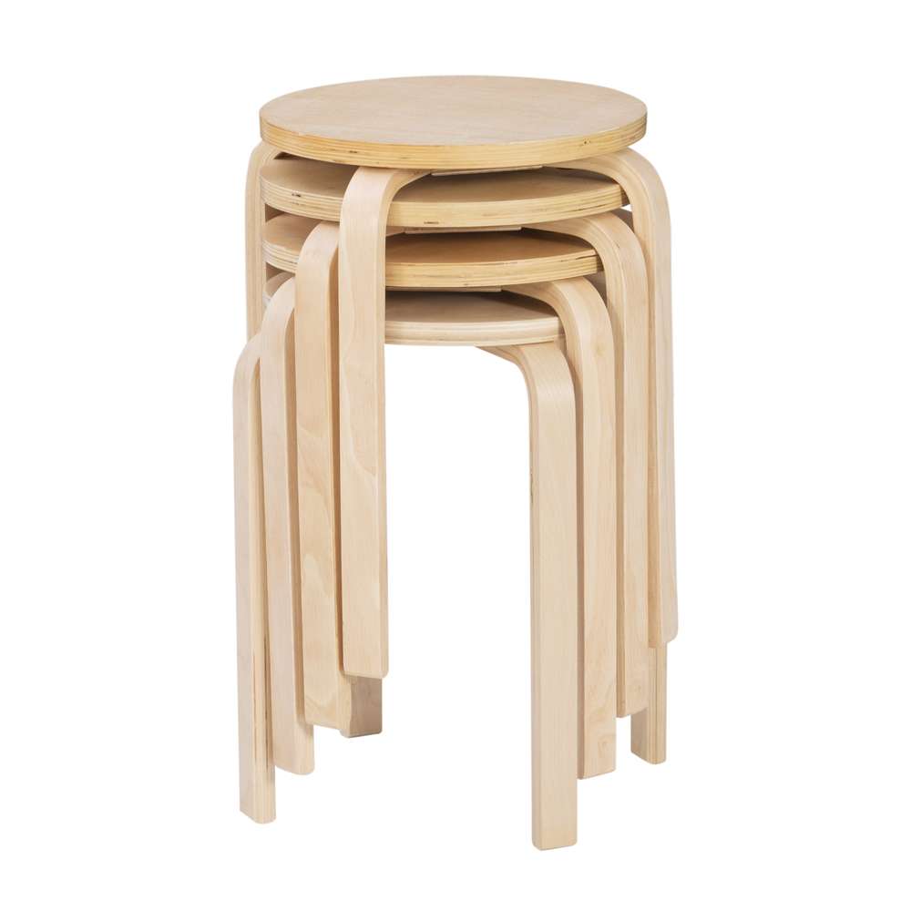 Linon Home Decor - 17 Inches Bentwood Stool - Natural (Set of 4) - 1771NAT-04-AS-U veiw 3