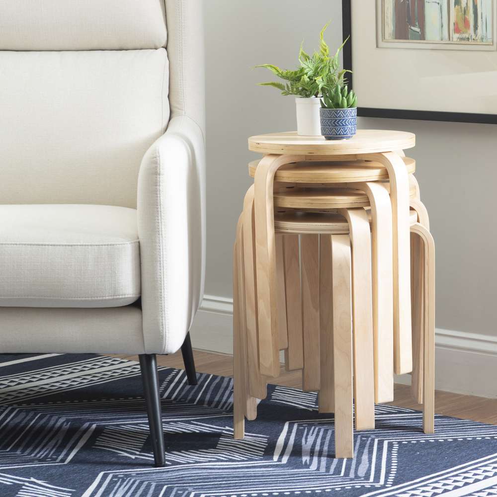 Linon Home Decor - 17 Inches Bentwood Stool - Natural (Set of 4) - 1771NAT-04-AS-U veiw 5