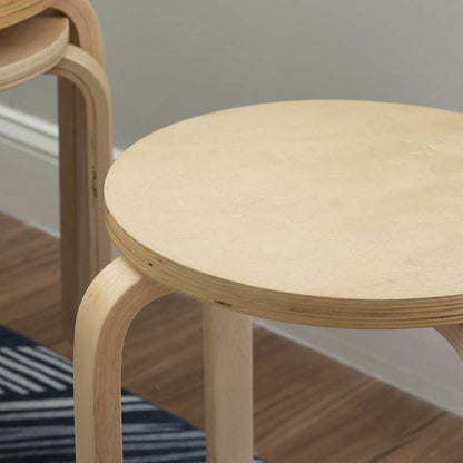 Linon Home Decor - 17 Inches Bentwood Stool - Natural (Set of 4) - 1771NAT-04-AS-U veiw 6