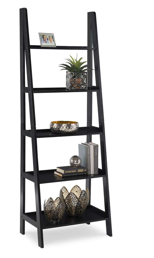 Linon Home Decor - Acadia Ladder Bookshelf, Black - BK224BLK01 veiw 1