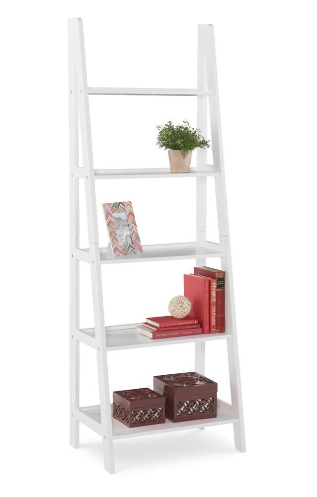 Linon Home Decor - Acadia Ladder Bookshelf, White - BK223WHT01 veiw 2