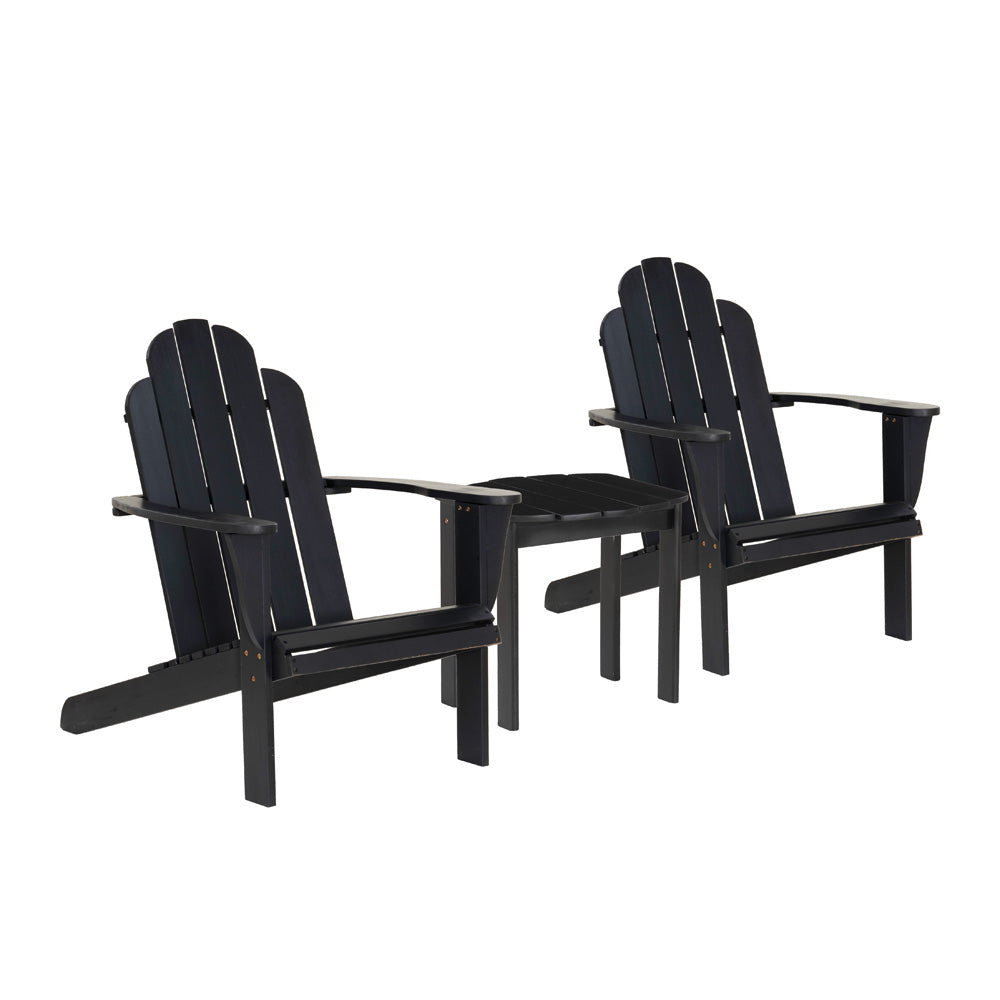 Linon Home Decor - Adirondack 3PC Chair and Table Set Black - OD20BLK01KDPK3 view 1