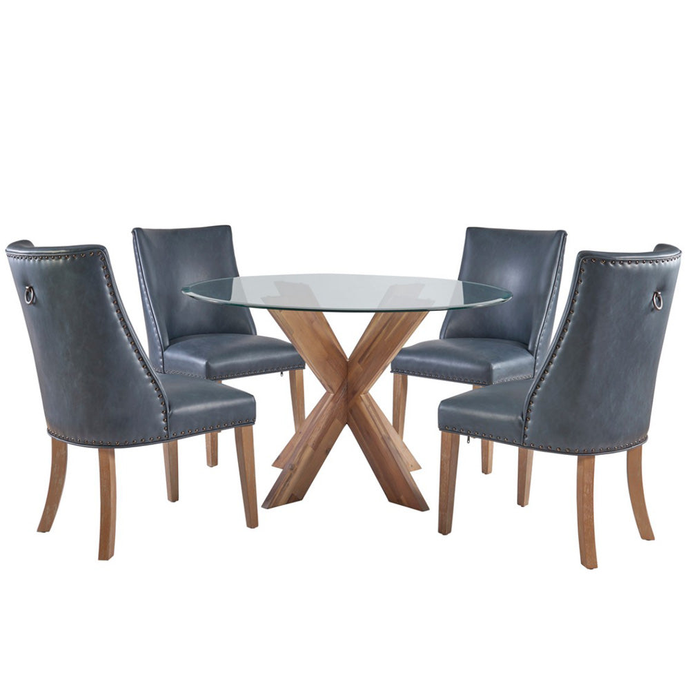Linon Home Decor - Adler 5Pc Dining Set, Navy/Natural - D1492NVYNAT5 view 1