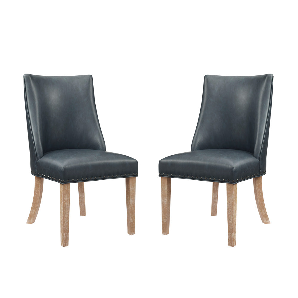 Linon Home Decor - Adler Faux Leather Dining Chair, Navy (Set of 2) - D1346D20SCNA view 1