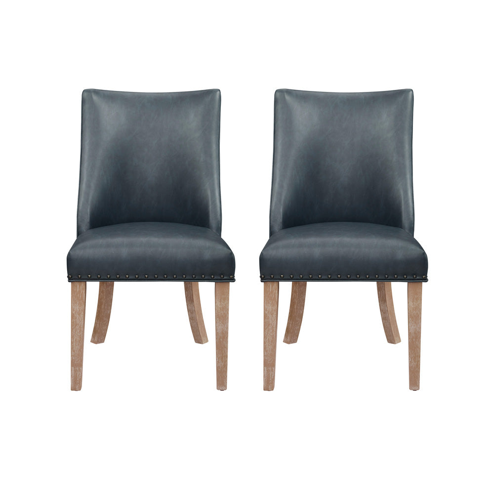 Linon Home Decor - Adler Faux Leather Dining Chair, Navy (Set of 2) - D1346D20SCNA view 2