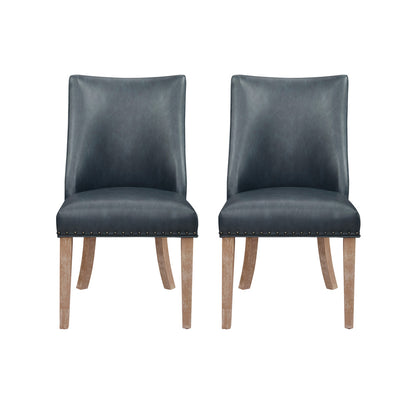 Linon Home Decor - Adler Faux Leather Dining Chair, Navy (Set of 2) - D1346D20SCNA view 2