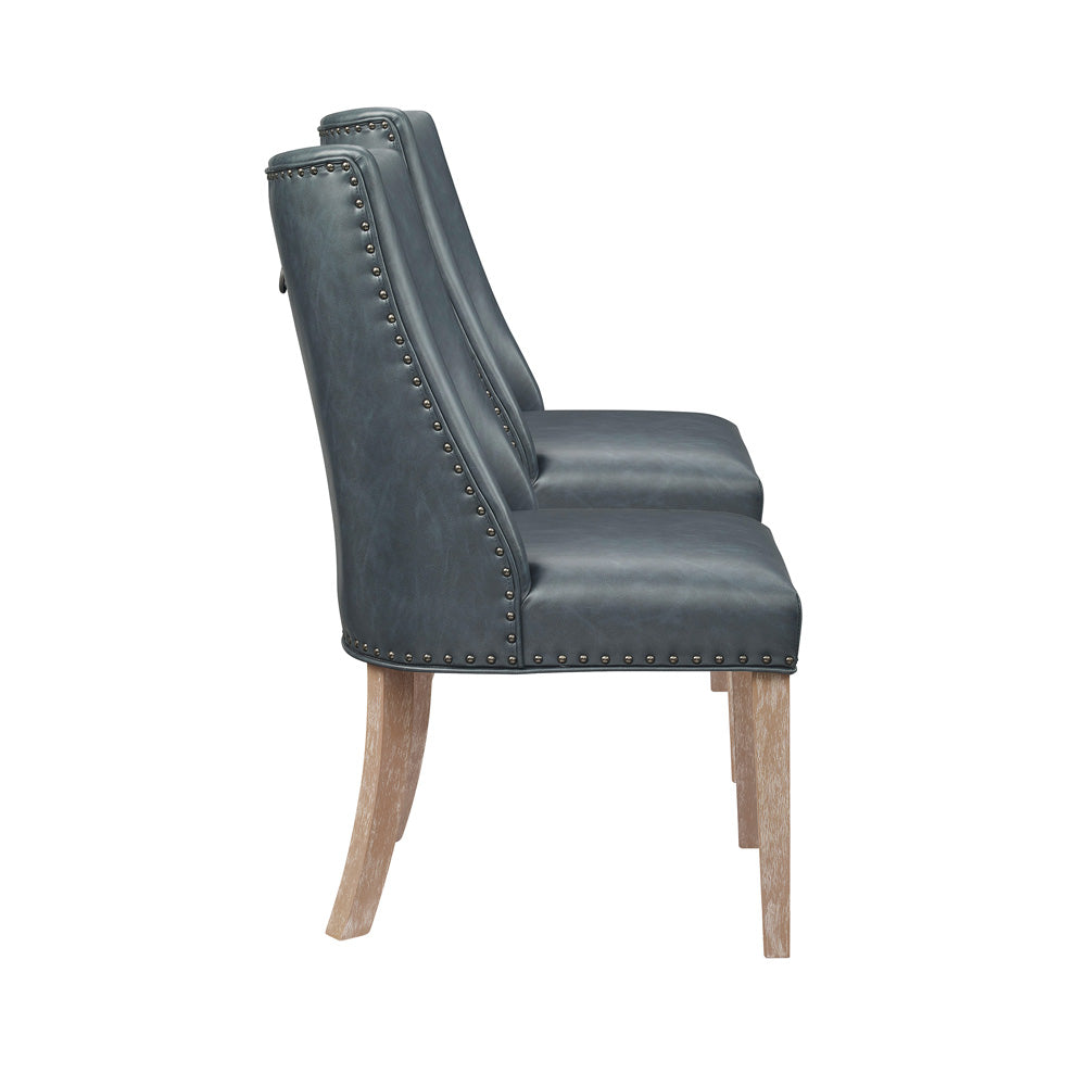 Linon Home Decor - Adler Faux Leather Dining Chair, Navy (Set of 2) - D1346D20SCNA view 3