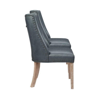 Linon Home Decor - Adler Faux Leather Dining Chair, Navy (Set of 2) - D1346D20SCNA view 3