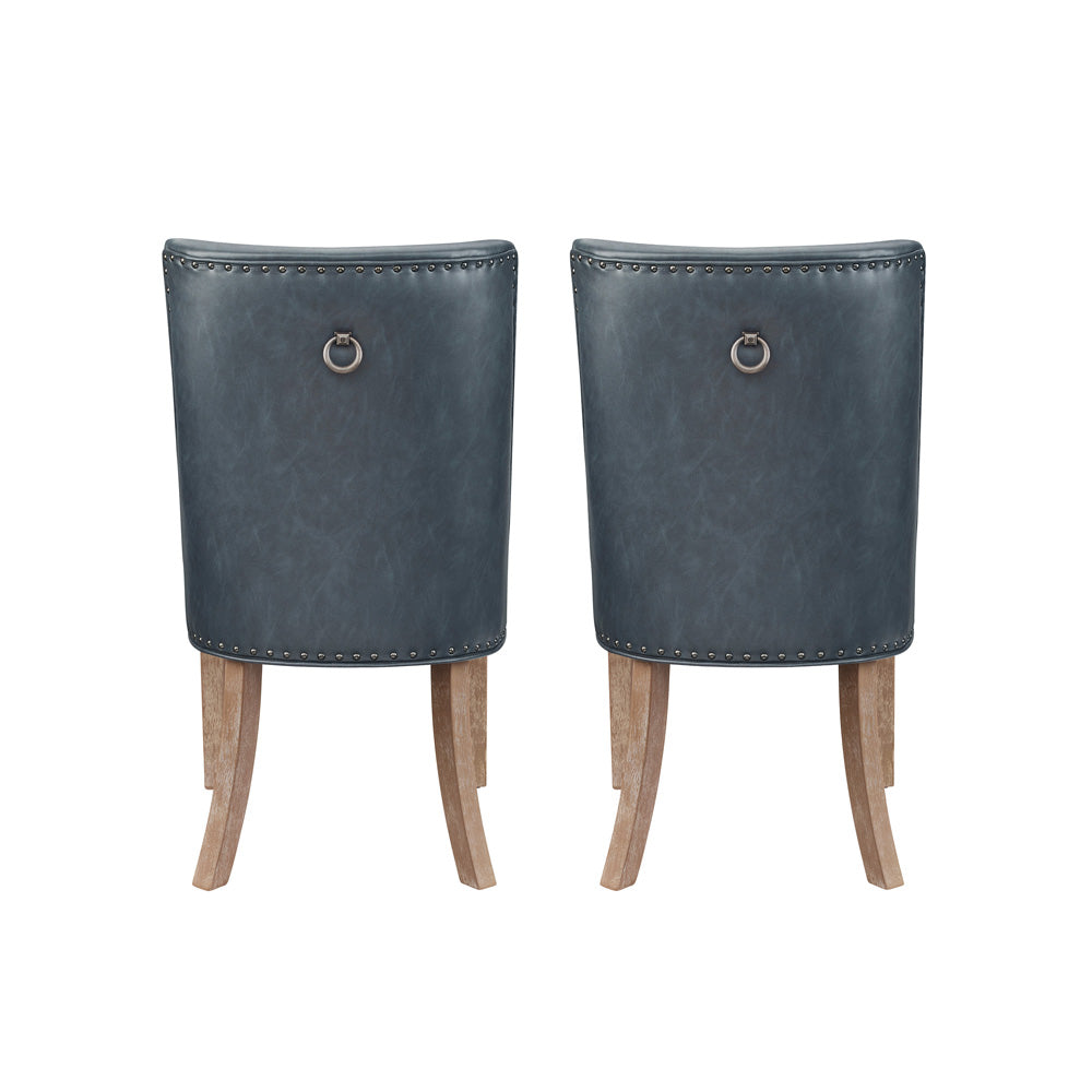 Linon Home Decor - Adler Faux Leather Dining Chair, Navy (Set of 2) - D1346D20SCNA view 4