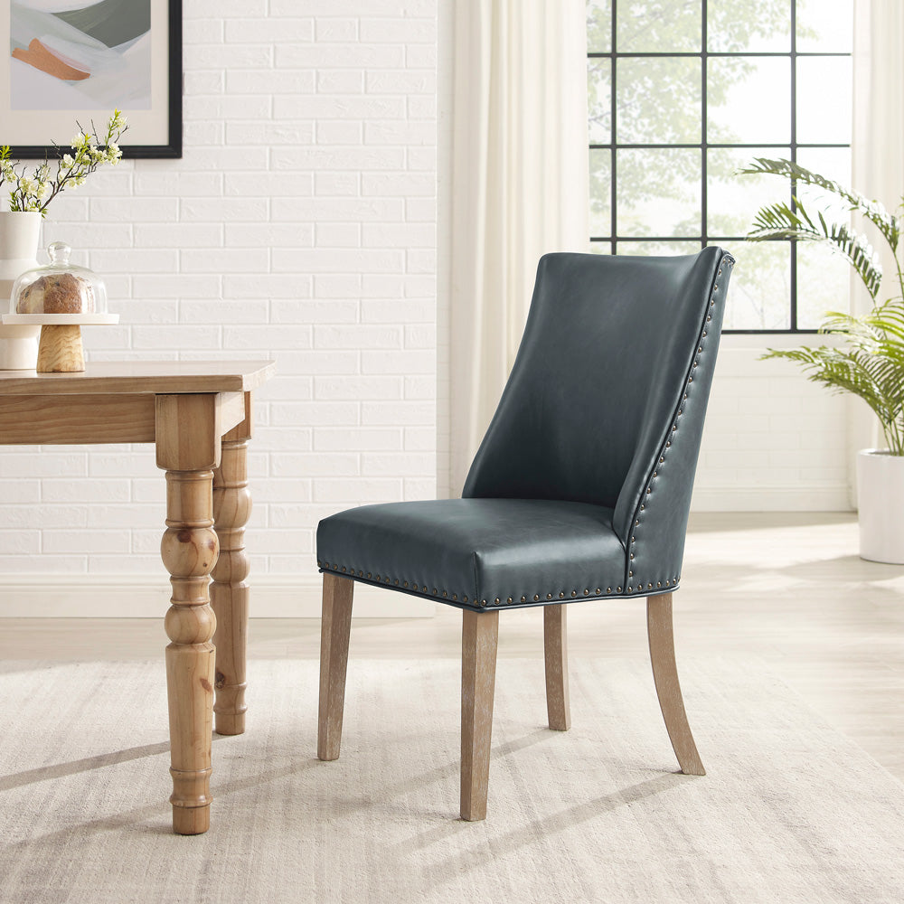 Linon Home Decor - Adler Faux Leather Dining Chair, Navy (Set of 2) - D1346D20SCNA view 6