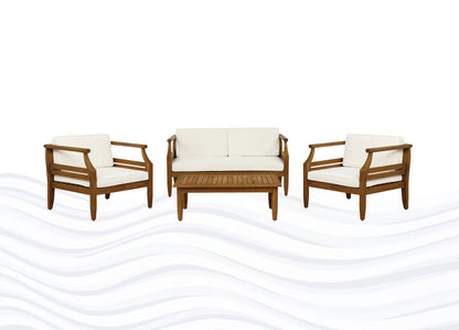 Linon Home Decor - Arlen Outdoor Brown 4PC Set Chair Loveseat Table - ODNH15BRN04ABU view 1