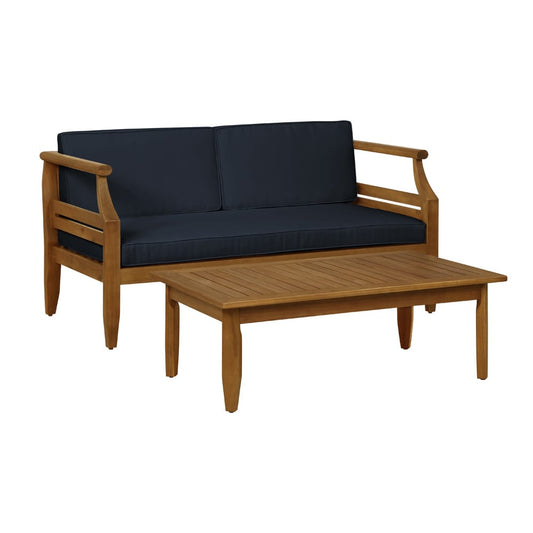 Linon Home Decor - Arlen Outdoor Loveseat and Coffee Table Navy Blue - ODNH15BLU01AU view 1