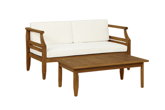 Linon Home Decor - Arlen Outdoor Loveseat and Coffee Table - ODNH15BRN02AU view 1