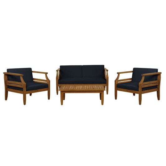 Linon Home Decor - Arlen Outdoor Navy 4PC Set Chair Loveseat Table - ODNH15BLU04ABU view 1