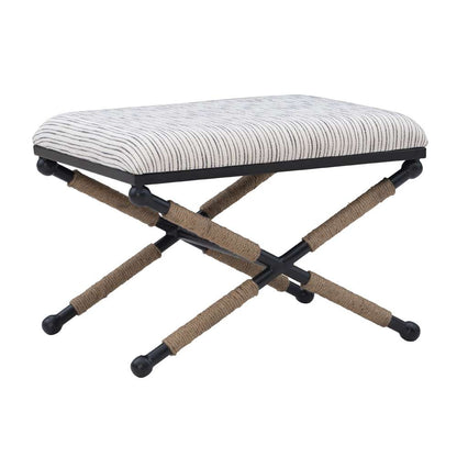 Linon Home Decor - Ashburn Campaign Accent Stool Striped - BH166STRIPE1ASU veiw 1