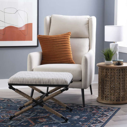 Linon Home Decor - Ashburn Campaign Accent Stool Striped - BH166STRIPE1ASU veiw 5