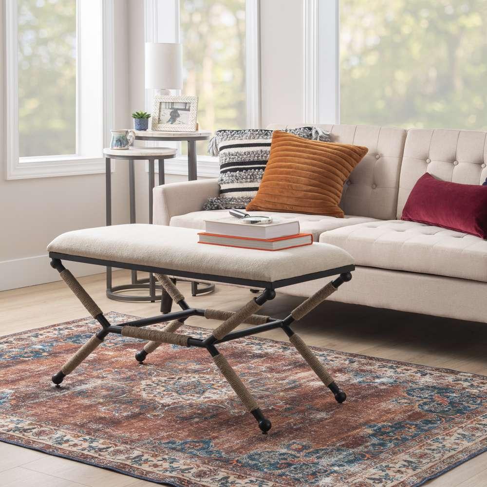 Linon Home Decor - Ashburn Campaign Bench Linen - BH202LINBEN01ASU veiw 5