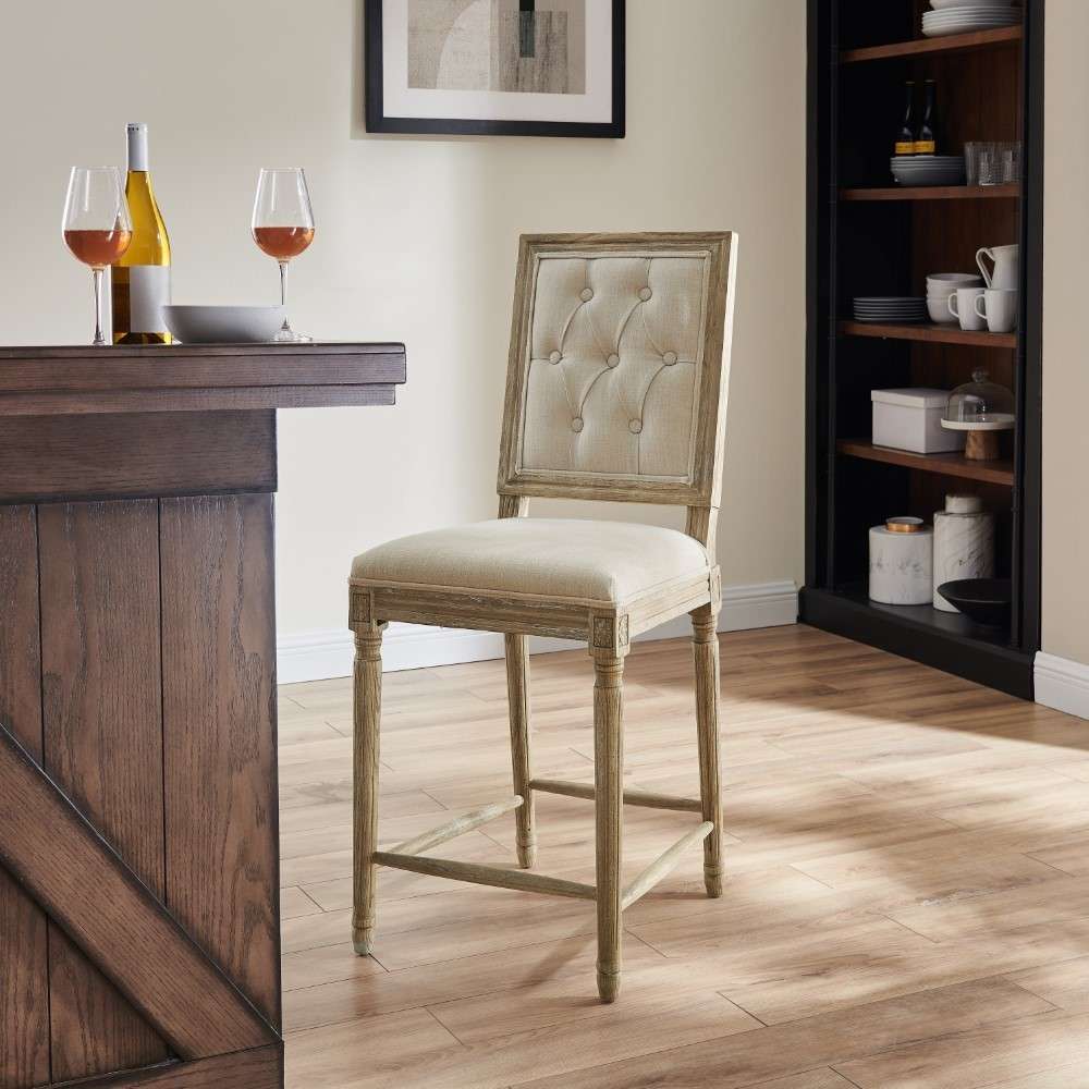 Linon Home Decor - Avalon 25 In Linen Tufted Square Back Counter Stool - W03488L veiw 1