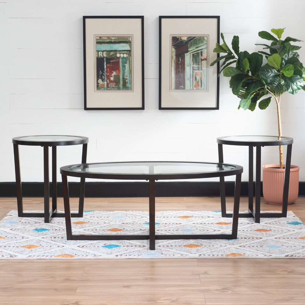 Linon Home Decor - Barnett 3pc Coffee and End Table Set, Umber - D1002LA23UMPC3 view 12