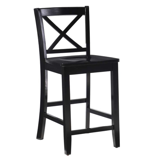 Linon Home Decor - Black 24 In X Back Counter Stool - 01709BLK-01-KD-U veiw 1