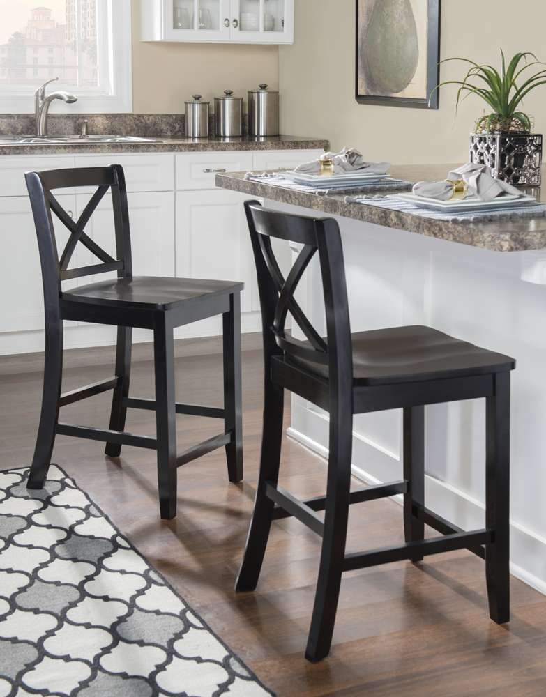 Linon Home Decor - Black 24 In X Back Counter Stool - 01709BLK-01-KD-U veiw 5