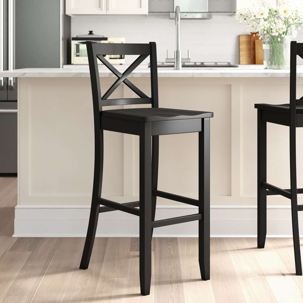 Linon Home Decor - Black 30 In X Back Bar Stool - 01710BLK-01-KD-U veiw 3