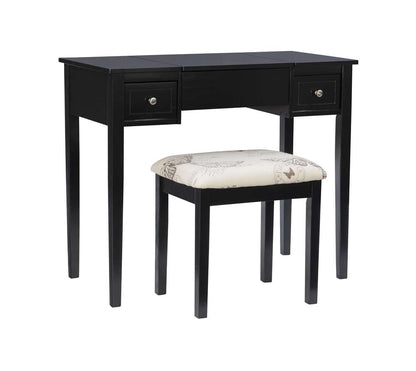 Linon Home Decor - Black Butterfly Vanity And Stool - 98135BLKX-01-KD-U veiw 1