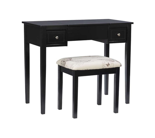 Linon Home Decor - Black Butterfly Vanity And Stool - 98135BLKX-01-KD-U veiw 1