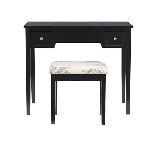Linon Home Decor - Black Butterfly Vanity And Stool - 98135BLKX-01-KD-U veiw 2
