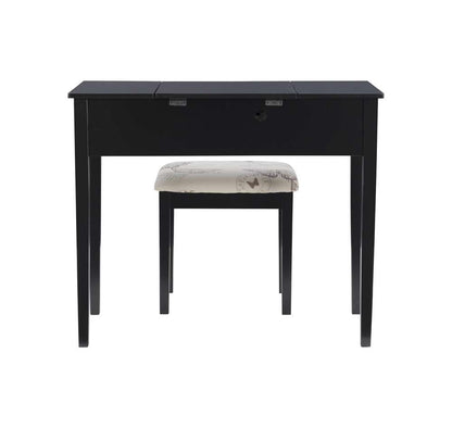 Linon Home Decor - Black Butterfly Vanity And Stool - 98135BLKX-01-KD-U veiw 5