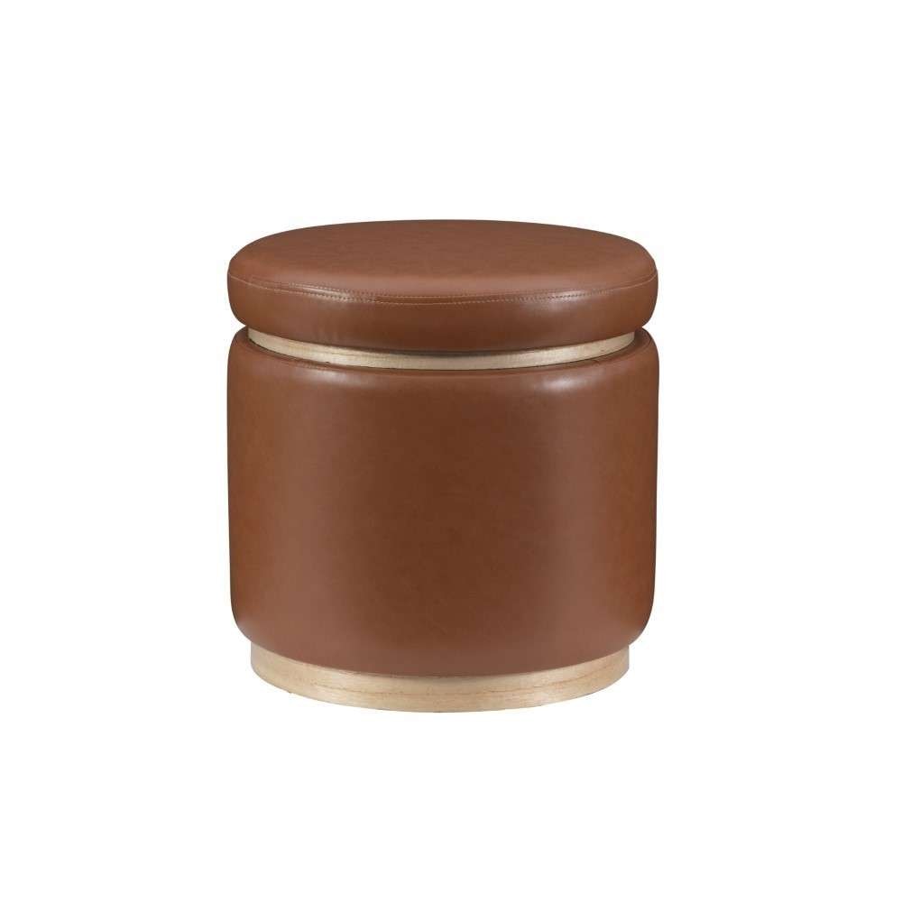 Linon Home Decor - Blanche Storage Ottoman Caramel Pu - ST011CARPU01ASU veiw 1